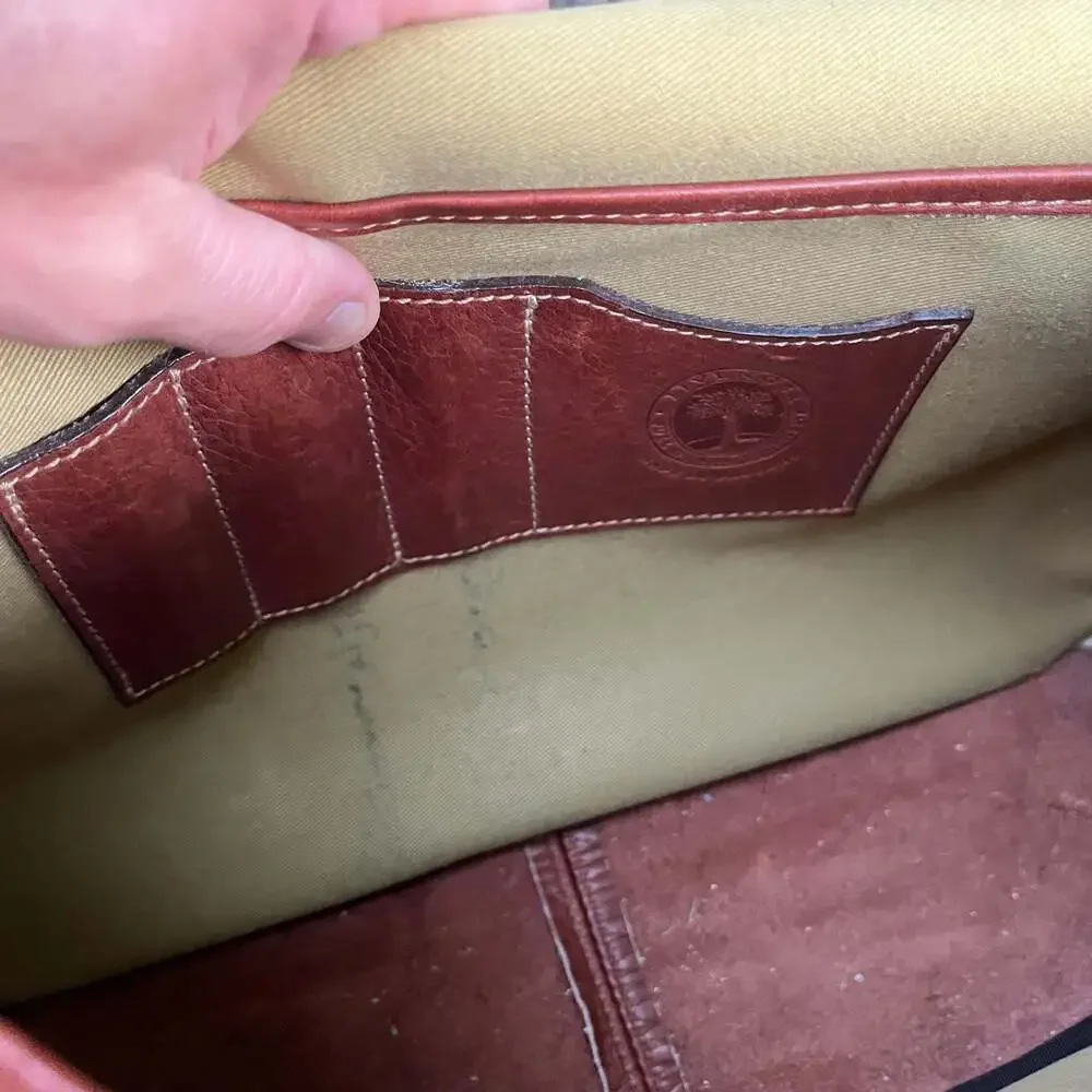 VTG 80s Levenger Made in England Brown Leather Briefcase Messenger Bag